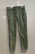 Load image into Gallery viewer, Loft Womens Green Side Striped Flat Front Pockets Skinny Leg Chino Pants Size 0