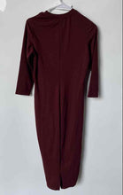 Load image into Gallery viewer, TRF By Zara Womens Burgundy Long Sleeve Crew Neck Back Slit Sheath Dress Size M