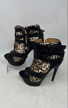 Load image into Gallery viewer, L.A.M.B. Womens Dorrie Multicolor Animal Print Peep Toe Ankle Booties Size EU 36