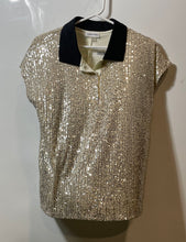 Load image into Gallery viewer, Calvin Klein Womens Gold Short Sleeve Blouse Top Size Medium