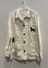 Load image into Gallery viewer, Zara Womens White Black Linen Pockets Long Sleeve Blouse Top Size Small