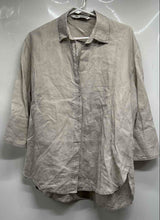 Load image into Gallery viewer, Zara Womens Gray Regular Fit Collared 3/4 Sleeve Button-Up Shirt Size S