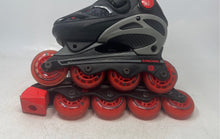 Load image into Gallery viewer, Roller Derby Kids Black Red Adjustable Strap Inline Skates Size 12-2