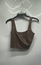 Load image into Gallery viewer, Express Womens Body Contour Brown Faux Leather Cropped Tank Top Size Small