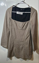 Load image into Gallery viewer, Zara Womens Brown Printed Long Sleeve Square Neck Short Mini Dress Size Medium