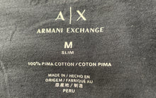 Load image into Gallery viewer, Armani Exchange Mens Blue White Graphic Print Slim-Fit Pullover T-Shirt Size M