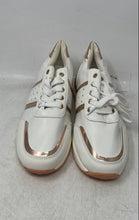 Load image into Gallery viewer, Unbranded Womens White Golden Tone Low Top Lace-Up Sneaker Shoes Size 11.5