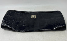 Load image into Gallery viewer, Kate Spade Womens Black Croc Embossed Patent Leather Turn Lock Clutch Handbag