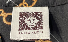 Load image into Gallery viewer, Anne Klein Womens Black Brown Chain Print Split Neck Pullover Blouse Top No Size