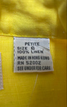 Load image into Gallery viewer, Liz Claiborne Womens Yellow Linen Long Sleeve Button-Up Shirt Size 6 Petite