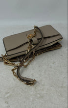 Load image into Gallery viewer, Anne Klein Womens Beige Pebbled Faux Leather Zip Top Chain Strap Crossbody Bag