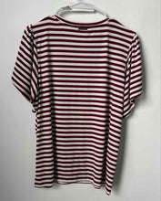 Load image into Gallery viewer, Michael Kors Womens White Red Striped Short Sleeve Blouse Top Size PL