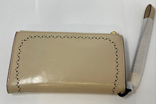 Load image into Gallery viewer, Andoilt Womens Brown Beige Leather Credit Card Phone Snap Bifold Wristlet Wallet