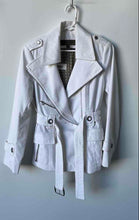 Load image into Gallery viewer, Marc New York Womens White Long Sleeve Pockets Belted Motorcycle Jacket Size S