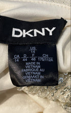 Load image into Gallery viewer, DKNY Womens Beige Silver Sequin Long Sleeve Belted A-Line Dress Size 14