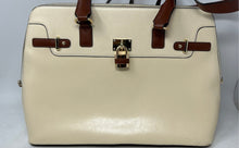 Load image into Gallery viewer, Bostanten Womens Beige Leather Bottom Studs Double Handle Zipper Satchel Bag
