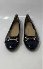 Load image into Gallery viewer, John Lewis Womens Black Leather Round Toe Horsebit Buckle Ballet Flats Sz 40 EUR