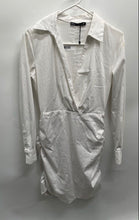 Load image into Gallery viewer, Zara Womens White Long Sleeve Collared Ruched Pullover Mini Dress Size Small