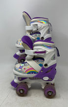 Load image into Gallery viewer, SHDSL Kids White Purple Ratchet Buckle 4 Wheels Roller Skates Size Small