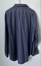 Load image into Gallery viewer, Calvin Klein Mens Blue Cotton Long Sleeve Slim Fit Dress Shirt Size 17.5 32/33