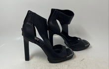 Load image into Gallery viewer, DKNY Womens Black Leather Open Toe Stiletto Heel Ankle Bootie Size 7.5M