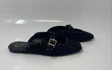 Load image into Gallery viewer, Vince Camuto Womens Veami Black And Gold Square Toe Slip-On Mule Flats Size 6.5M