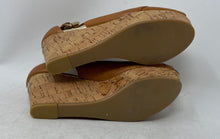 Load image into Gallery viewer, Michael Kors Womens Brown Leather Peep Toe Wedge Heel Slingback Sandals Size 6 M