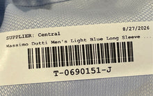 Load image into Gallery viewer, Massimo Dutti Mens Light Blue Long Sleeve Easy Iron Dress Shirt Size 15