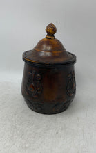 Load image into Gallery viewer, Vintage CBK Brown Metal Collectible Chinese Round Container With Lid