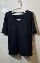 Load image into Gallery viewer, Talbots Womens Black Cotton Short Sleeve Round Neck Pullover T-Shirt Sz L W/Tag