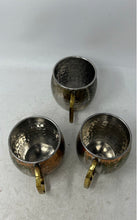 Load image into Gallery viewer, Silver-Tone Copper Brass Handle Hammered Moscow Mule Mugs Set Of 3 Pieces