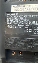 Load image into Gallery viewer, Vintage World Model 00815 Black White 5.5 Inch AM/FM Portable TV Radio