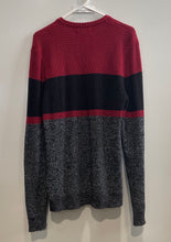Load image into Gallery viewer, Guess Mens Red Black Gray Colorblock Cotton Long Sleeve Pullover Sweater Size S