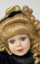 Load image into Gallery viewer, Collectible Victorian Blonde Curly Hair Porcelain Doll With Display Stand