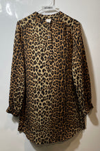 Load image into Gallery viewer, H&M Womens Brown Black Animal Print Long Sleeve Button Front Shirt Dress Size XS