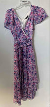 Load image into Gallery viewer, DKNY Womens Multicolor Floral Printed Flutter Sleeve Tie Waist Wrap Dress Sz 14