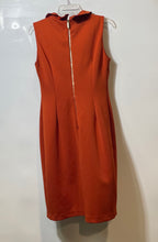 Load image into Gallery viewer, Calvin Klein Womens Rust Sleeveless Ruffle V-Neck Back Zip Sheath Dress Size 10