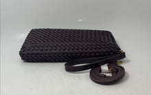 Load image into Gallery viewer, Zara Womens Brown Faux Leather Woven Adjustable Strap Flap Crossbody Bag