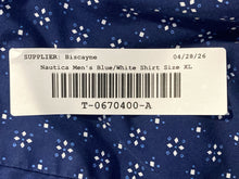 Load image into Gallery viewer, Nautica Mens Blue White Geometric Cotton Classic Fit Button-Up Shirt Size XL