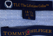 Load image into Gallery viewer, Tommy Hilfiger Mens Blue White Long Sleeve Collared Dress Shirt Size 16 1/2