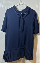 Load image into Gallery viewer, Zara Womens Blue Pleated Short Sleeve Mock Neck Shift Dress Size Small