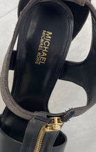 Load image into Gallery viewer, Michael Kors Womens Brown Black Berkley T-Strap Platform Sandals Size 7.5M