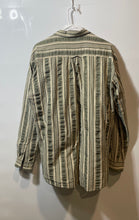 Load image into Gallery viewer, Boss Hugo Boss Mens Green Cream Striped Printed Button-Up Shirt Size Large