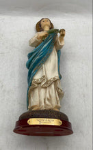 Load image into Gallery viewer, Firenze Italy Style Santa Lucia Holding Leaf Hand Painted Statue With Tag