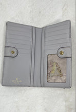 Load image into Gallery viewer, Kate Spade New York Womens Gray And Pink Leather Card Holder Bi-Fold Wallet