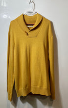 Load image into Gallery viewer, Sean John Mens Yellow Long Sleeve Shawl Collar Knitted Pullover Sweater Size 2XL