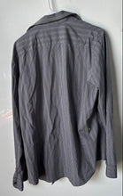 Load image into Gallery viewer, Murano Mens Gray Striped Comfort Slim Fit Collared Button-Up Shirt Size XL