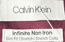 Load image into Gallery viewer, Calvin Klein Mens Wine Infinite Non-Iron Slim Fit Dress Shirt Size L 16 34/35