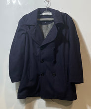Load image into Gallery viewer, Land's End Mens Navy Blue Long Sleeve Double-Breasted Button Front Pea Coat Sz L