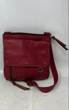 Load image into Gallery viewer, Fossil Womens Red Leather Adjustable Strap Outer Pockets Zip Top Crossbody Bag